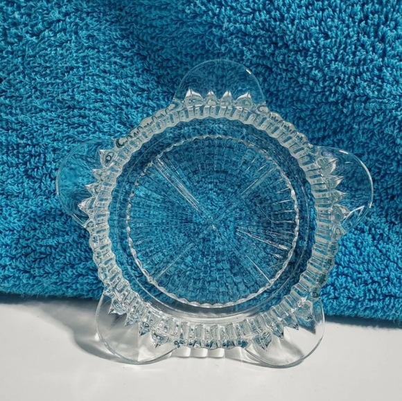 Other - Vintage Ashtray Clear Glass 5 Groove Divided  Trinket Tray 4 Inch